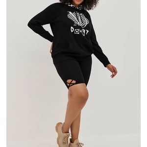 🆕 Black Criss Cross Keyhole Bike Short 1 1X 14 16 NWT Torrid New!